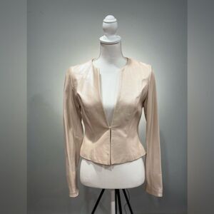 CLEAROUT! Blush Leather Ann Taylor Cropped Jacket Size 0 Like New